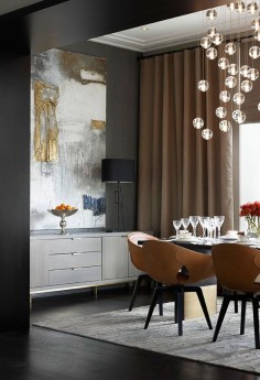 Modern dining room with hanging bubble lights #modern #dining #interiordesign #bubblelight
