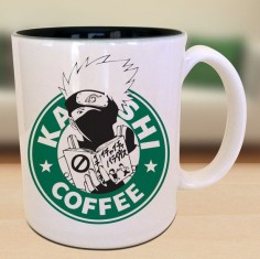 ***MUGS ARE COLORED BLACK INSIDE**** Kakashi X Naruto X Starbucks ceramic 11oz mug available. Perfect for your morning tea or coffee! Also,