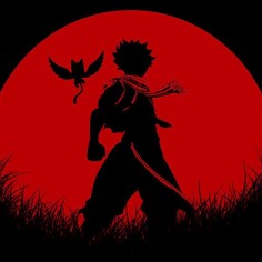 Natsu Dragneel Red Moon Silhouette from fairy tail anime and manga : Available as Cards, Prints, Posters, T-Shirts & Hoodies, Kids Clothes, Stickers, iPhone & iPod Cases, and iPad Cases and Samsung Case