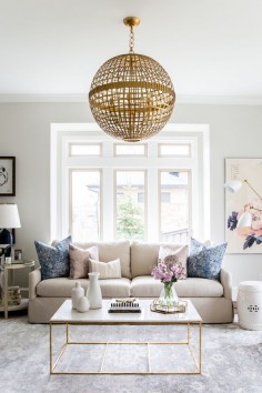Navy, blush and gold living room by Studio McGee