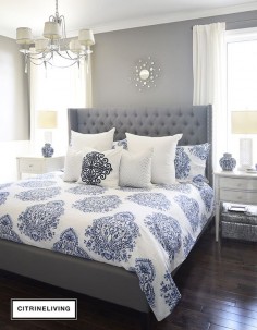 NEW MASTER BEDROOM BEDDING – CITRINELIVING Brightening up a master with blue and white linens