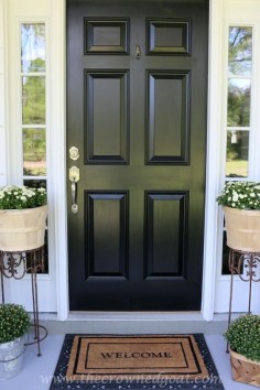 Non-Fade Front Door Paint with Modern Masters | Color: Elegant black | Project via The Crowned Goat