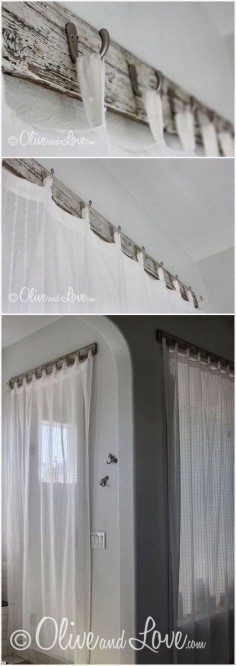 Not only curtains but also a stylish curtain rods can brighten up your space. There is a great variety of rods to choose from, and you can even build your own with some DIY skills. #Curtains #DIY