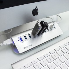 Now enjoy the benefits of having seven extra USB ports on your computer with this Satechi 10 Port USB  Premium Aluminum Hub.