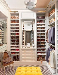 Organized Closet. Shoes and Clothes Closet. Dressing Room. Organized Closet Cabinet Ideas #Closet #DressingRoom Via Place of my Taste.