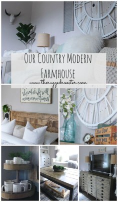 Our Country modern Farmhouse Tour. See our DIY & rustic furniture in every room. Fixer Upper styled rooms