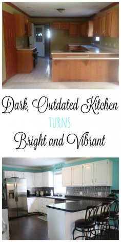 Our foreclosure home was an eye sore on every level. The kitchen was dark and outdated, but not for long! After some very budget friendly updates, it is bright and cheery and a true staple of the home!