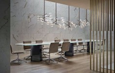 pale blonde wood and marble conference room