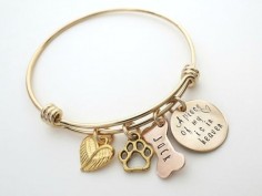 Personalized Gold Bracelet - Dog Memorial Jewelry - Personalized Dog Bangle - Custom Dog Bone - Personalized Jewelry - by accessoriesbyregina