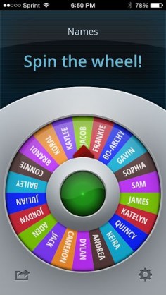 Phone app spinner for choosing students. How cool! Turn it into a game.