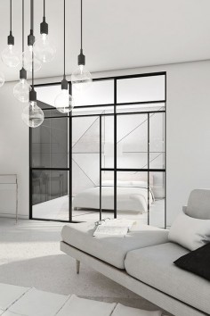 Porte-fenêtre sur mesure design intérieure pour maison moderne.