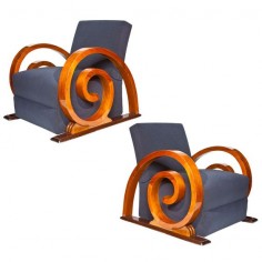 Rare French Art Deco Chairs / c. 1930s / walnut with dramatic curled 'escargot' arms. @Deidré Wallace