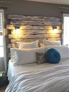 Recycled Pallet Headboard with Lights