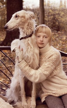 Russian girl and Russian dog.