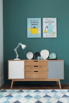 Scandinavian furniture In the living room wooden chest of drawers