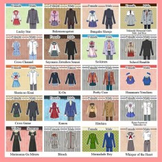 School uniforms in popular anime series 1/2. See other half at original post