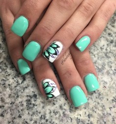 Sea greens are always cool and fresh to look at so it’s one of the most common nail colors around. And since green portrays more of nature, have that floral design and you’d be ready for spring and summer.