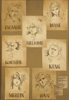 Seven Deadly Sins ~ Wanted Posters of Merlin (Sin of Glutton), King (Sin of Sloth), Ban (Sin of Greed), Mediolas (Sin of Wrath), Gowther (Sin of Lust), Diane (Sin of Envy), and Escanor (Sin of Pride)