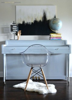 She tried Chalk paint for the 1st  on her PIANO! Awesome! Chalk Painted Piano - Two Thirty-Five Designs