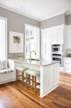 sherwin williams requisite gray 7023 one of the best gray paint colors for a open space living room or kitchen