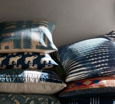 Shibori pillows mix seamlessly with various patterned pillows to create a collected and layered look that is easy in incorporate into an existing design.