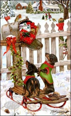 Shop for Cards - Dachshund - Dachshund - Christmas Delivery (Black & Tan)