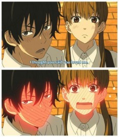 So cute blushing anime scene . Tonari no Kaitbutsu-kun FOUND IT