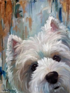 Sparrow Westie West Highland Terrier Dog White Puppy Ball Oil Portrait Painting | eBay