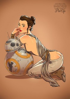 Star Wars pin-up Rey by Andrew Tarusov