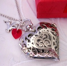 STEAMPUNK - HEART POCKET WATCH - Antiqued Silver Filigree Heart - An 18 Century Reproduction from ETSY