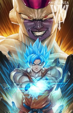 Super Saiyan God Goku vs. Golden Frieza Dragon Ball by Wizyakuza
