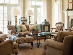 Tan and turquoise living room in the Washington DC home of Christen Bensten of Blue Egg Brown Nest – photo: Helen Norman!