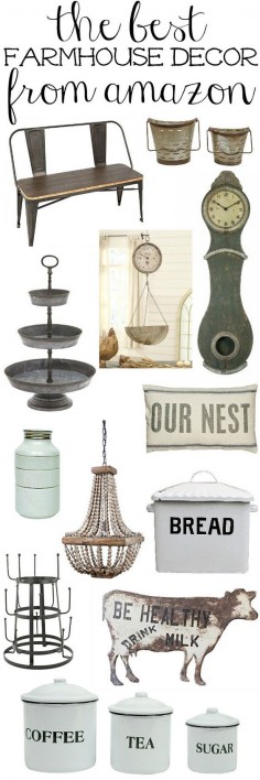 The best farmhouse decor from Amazon! Now you can find amazing farmhouse decor pieces on amazon & get them delivered right to your door step in two days. This is a great sources for farmhouse decor & inspiration!