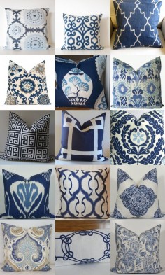 The Enchanted Home, gorgeous blue and white pillows!