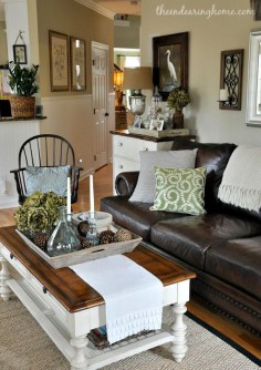 The Endearing Home family room via Savvy Southern Style room feature leather neutral black white