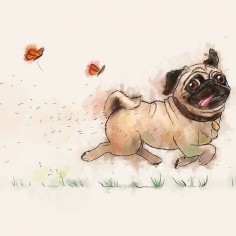 The Furminator pug watercolor like art