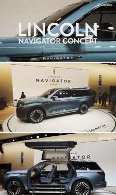 The Lincoln Navigator Concept SUV car features falcon-wing doors and a nautical theme