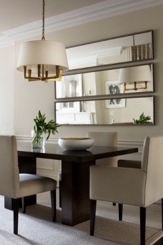 The treatment of the mirrors is especially great for a small dining room, as the room will instantly double in size.