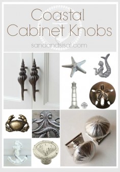 This creative selection of coastal cabinet knobs and pulls will dress up any beach cottage, seaside home, or coastal themed kitchen and bath.