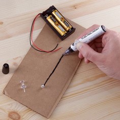 This is a pen with a special ink that when dry, will conduct electricity. Meaning you can literally draw some basic circuits on a piece of cardboard and they'll work.….