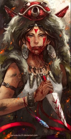This is one of the most beautiful fan art depictions of Princess Mononoke I have ever seen. Bravo~