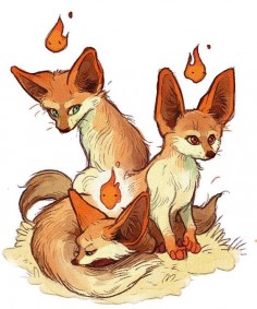 Three little tricksters #icarusandthesun #fennec #fox #animal #sketch #doodle #art by _picolo