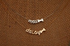 TINY Dog Bone Necklace with Name Pet Lover by LittleMissLilyan