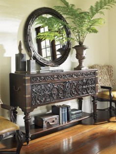 Tommy Bahama Home Island Traditions Traditional Mercer Sideboard with Dining Storage and Intricate Relief Carvings