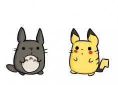 Totoro, meet Pikachu. Pikachu-Totoro. :D