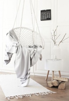 Trendy hanging chair in the living room