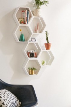 Triple Honeycomb Wooden Shelf
