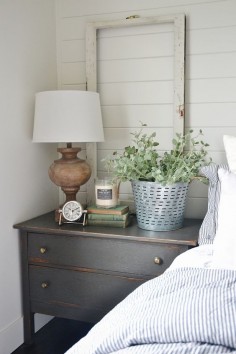 Urbane bronze nighstands - The perfect dark gray paint for furniture. Master bedroom nigh stands styled for spring