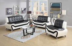 US Pride Furniture S5067-3PC 3 Piece Modern Bonded Leather Sofa Set, White/Black | Home Decor Ideas