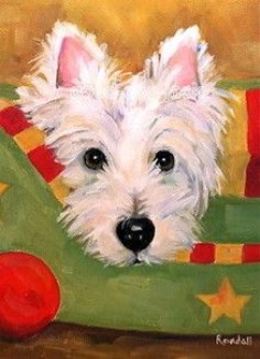 West Highland Terrier Painting Christmas Pose - Randall